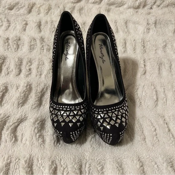 Hot y2k black silver studded high heels pumps 🖤 - Picture 4 of 16